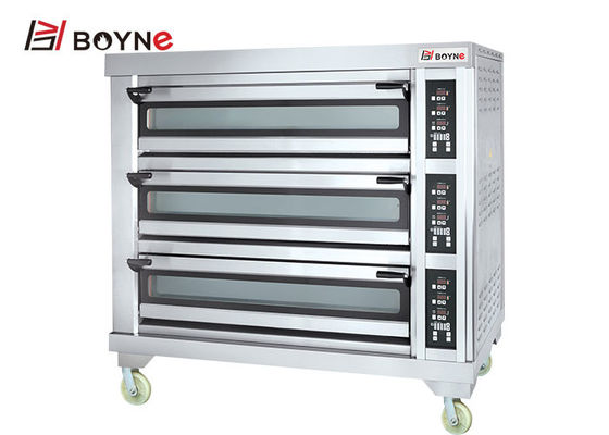 Stainless Steel High End Electric Microcomputer Commercial Three Deck Six Tray Bakery Oven
