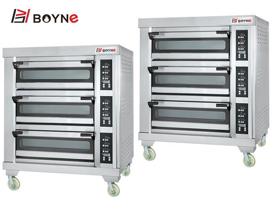 Stainless Steel High End Electric Microcomputer Commercial Three Deck Six Tray Bakery Oven