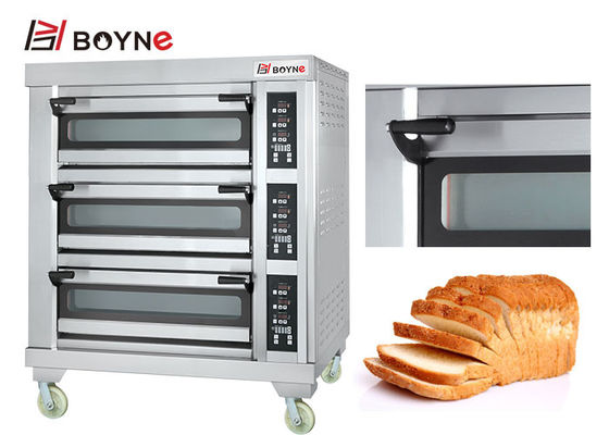 Stainless Steel High End Electric Microcomputer Commercial Three Deck Six Tray Bakery Oven