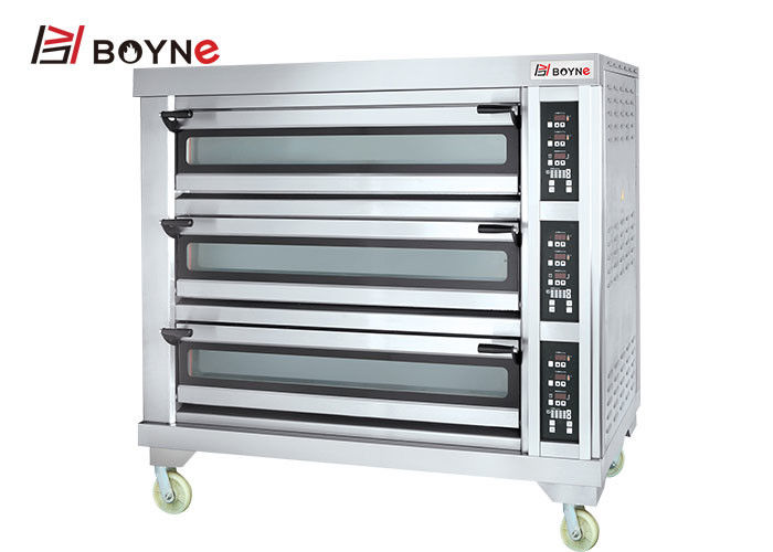 Stainless Steel High End Electric Microcomputer Commercial Three Deck Six Tray Bakery Oven